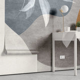 Tapet personalizat bohemian cu elemente abstracte in stil boho in nuante de gri si caramiziu bohemian grey