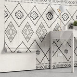 Tapet personalizat bohemian cu elemente in stil aztec in alb negru black&white aztec