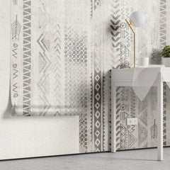 Tapet personalizat bohemian cu elemente tribale in nuante de gri grey tribal
