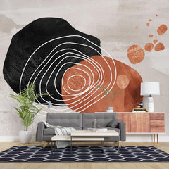Tapet personalizat bohemian padure salbatica linii artistice fluide spirit liber frumusete simpla natura wildwood lineart