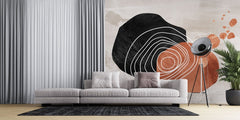 Tapet personalizat bohemian padure salbatica linii artistice fluide spirit liber frumusete simpla natura wildwood lineart