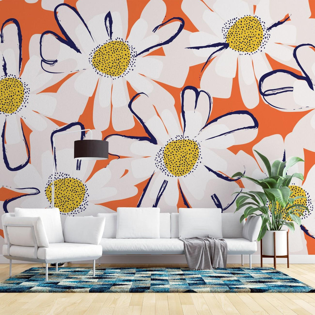 Tapet personalizat bohemian margareta vibranta explodeaza culori bucurie zambet energie proaspata casa stil autentic vibrant daisy