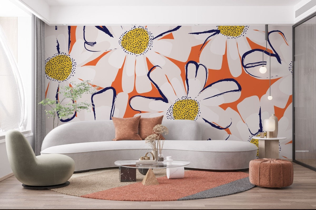 Tapet personalizat bohemian margareta vibranta explodeaza culori bucurie zambet energie proaspata casa stil autentic vibrant daisy