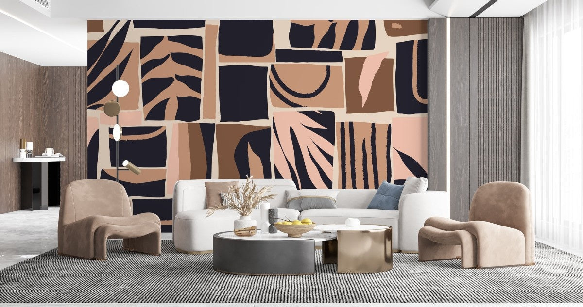 Tapet personalizat bohemian model delicat frunze natura design subtil armonios spatiu relaxare leaf pattern