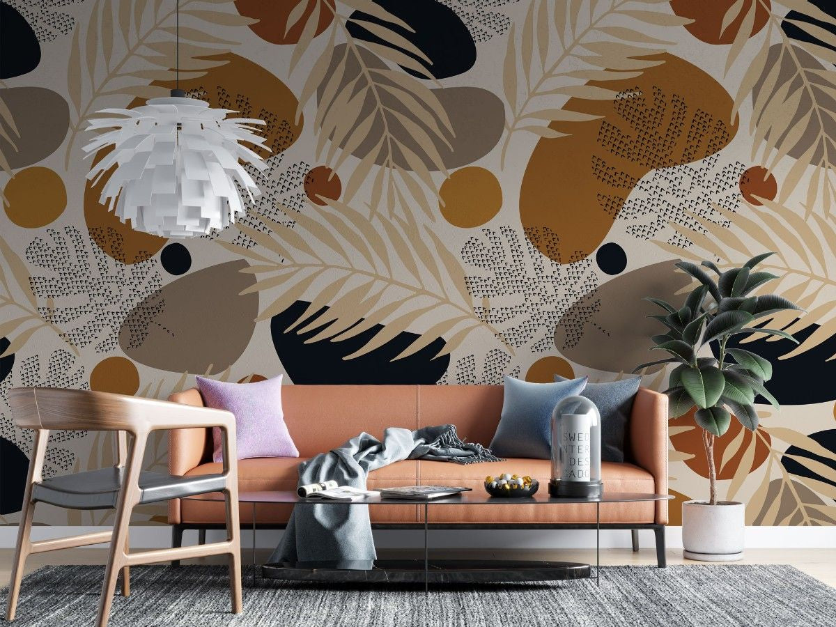 Tapet personalizat bohemian abstractie calda confort liniste culori bogate texturi subtile nota artistica warm abstract