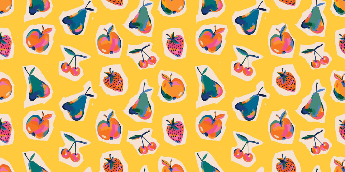 Retro Fruits Personalised Wallpaper
