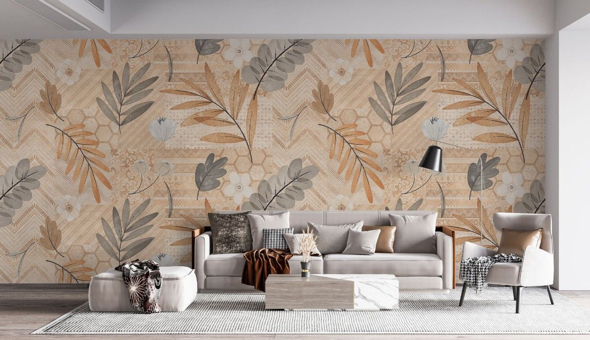 Tapet personalizat bohemian tonuri pamantii eclectice armonie calda conexiune autentica natura spatiu eclectic earthen tones