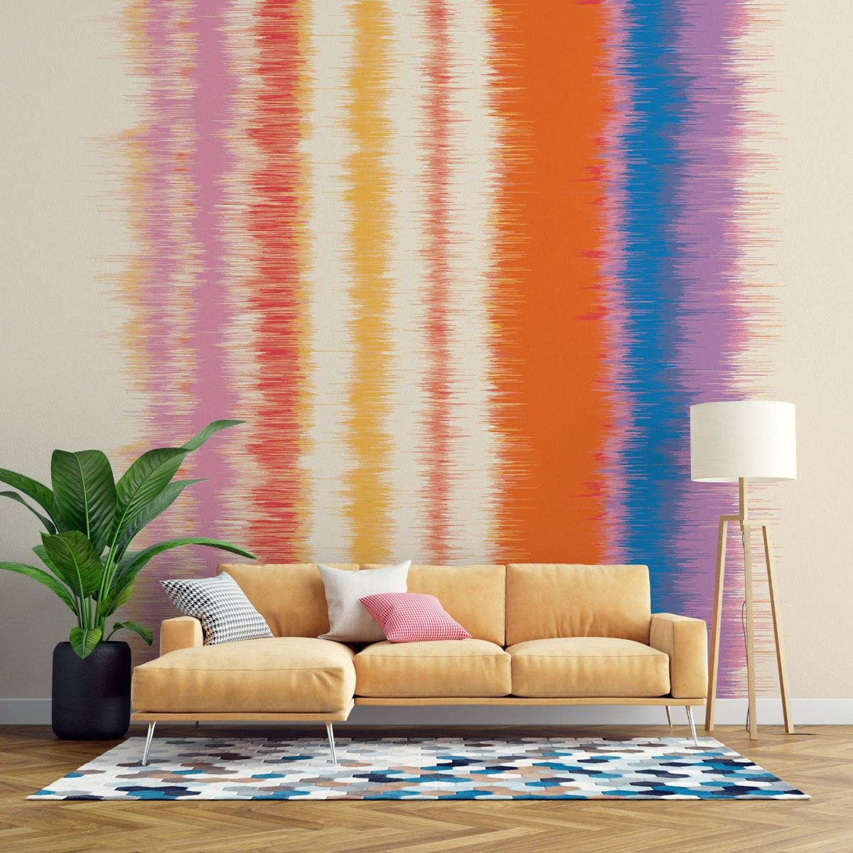 Tapet personalizat bohemian in patat textura rustica aspect autentic fundal caracter farmec boem tainted linen
