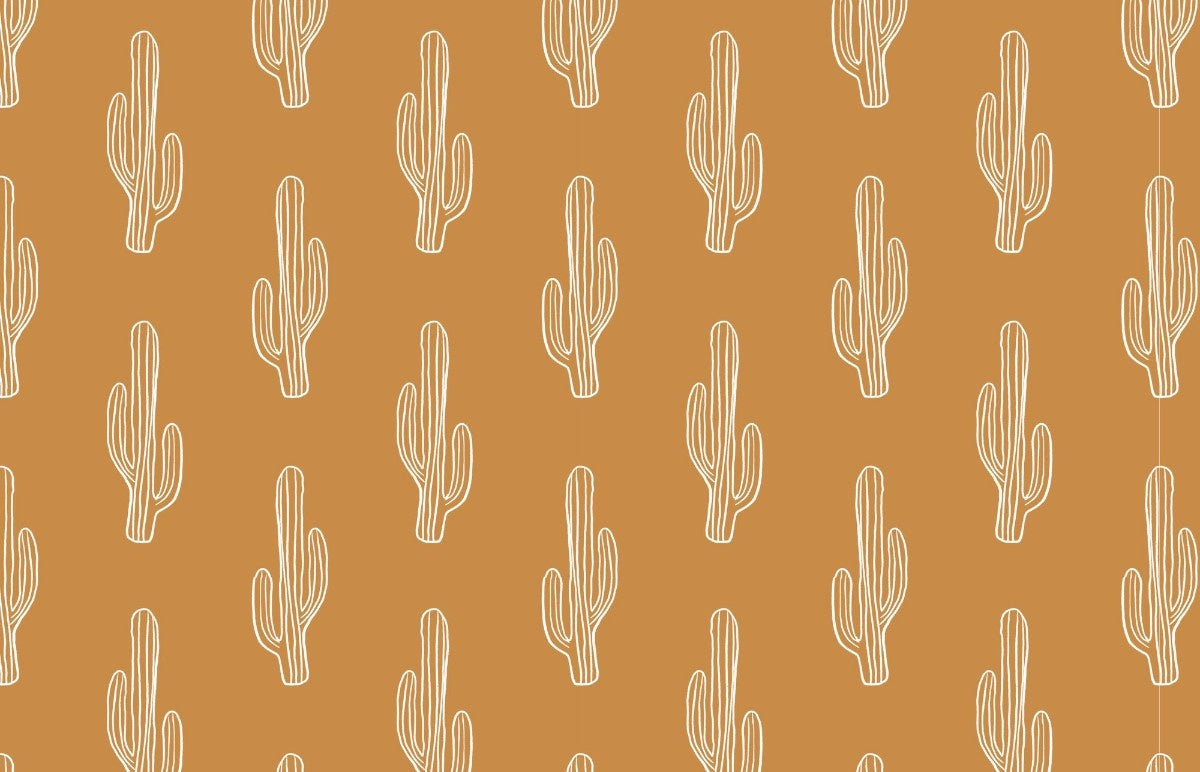 Tapet personalizat bohemian cactus alb eleganta minimalista farmec desertic subtil decor calm inspirat natura white cactus