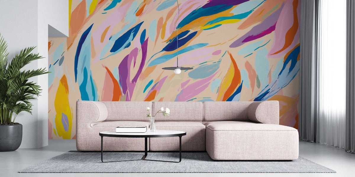 Tapet personalizat bohemian arta acrilica fluida nuante armonioase dinamism artistic atmosfera moderna creativitate fluid acrylic