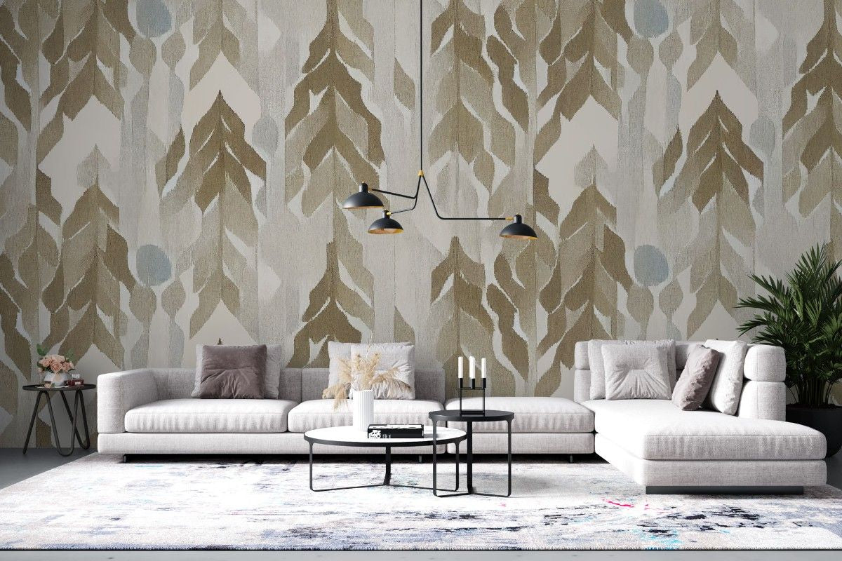 Tapet personalizat bohemian textura naturala calda in bej fundal subtil elegant decor minimalist boem beige linen