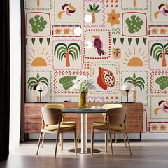 Tapet personalizat bohemian inspiratie tropicala culori exotice dinamism tropical atmosfera vibranta pasiune maracuja