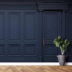 Tapet personalizat arhitectural walls cu ancadramente de perete in nuante de albastru inchis deep blue