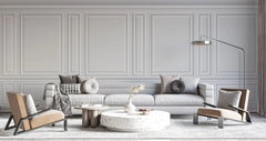 Tapet personalizat arhitectural walls cu ancadramente de perete albe clasice white deco