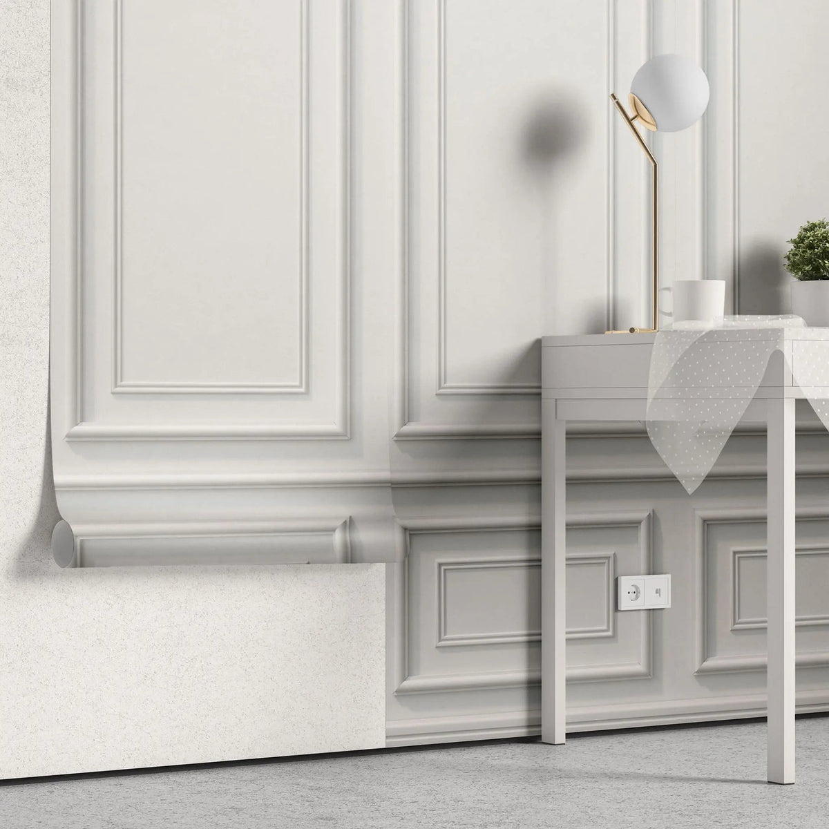 Fototapet personalizat arhitectural walls cu ancadramente de perete albe clasice white border