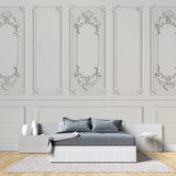 Tapet personalizat architectutral walls cu ancadramente albe si rame de oglinzi white mirror
