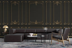 Tapet personalizat arhitectural walls boiserie regala intunecata mister eleganta luxurianta spatiu atmosfera dramatica impunatoare dark royal boiserie