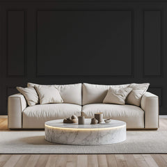 Tapet personalizat Architectural Walls cu panouri decorative din lemn in nuante de negru - DARK GREY WAINSCOT