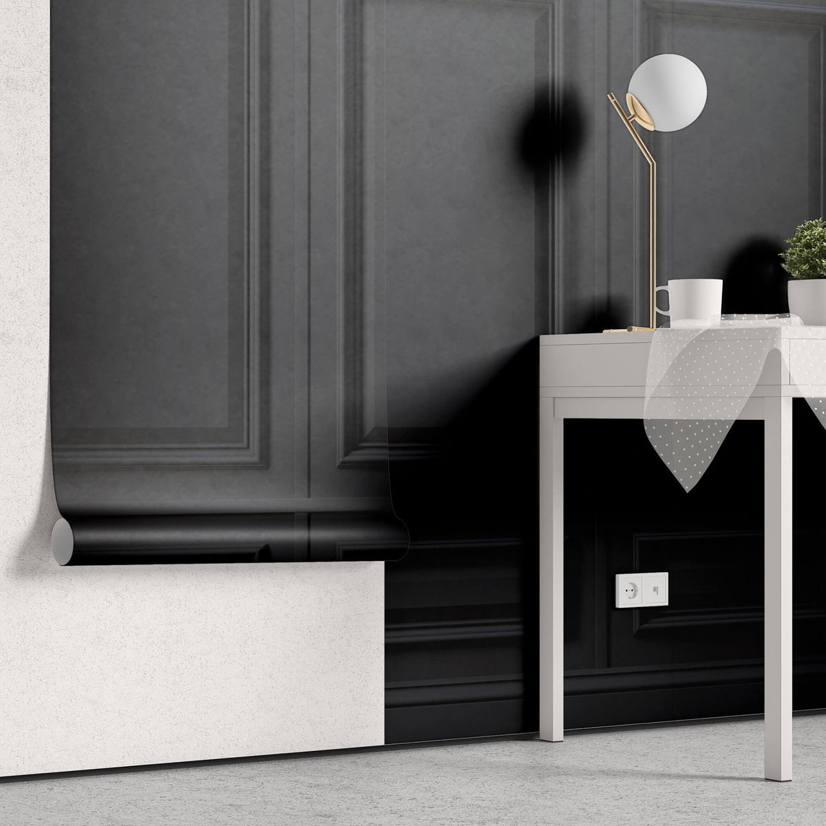 Tapet personalizat Architectural Walls panouri decorative in nuante de negru si lumini - BLACK PANELING
