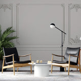 Tapet personalizat Architectural Walls cu panouri si baghete decorative in nuante de alb - WIDE WHITE BOISERIE