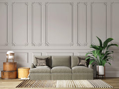 Tapet personalizat Architectural Walls cu panouri decorative din lemn alb - WHITE CORNER DETAILS