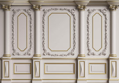Tapet personalizat Architectural Walls cu elemente decorative aurii si coloane - ELEGANT BOISERIE