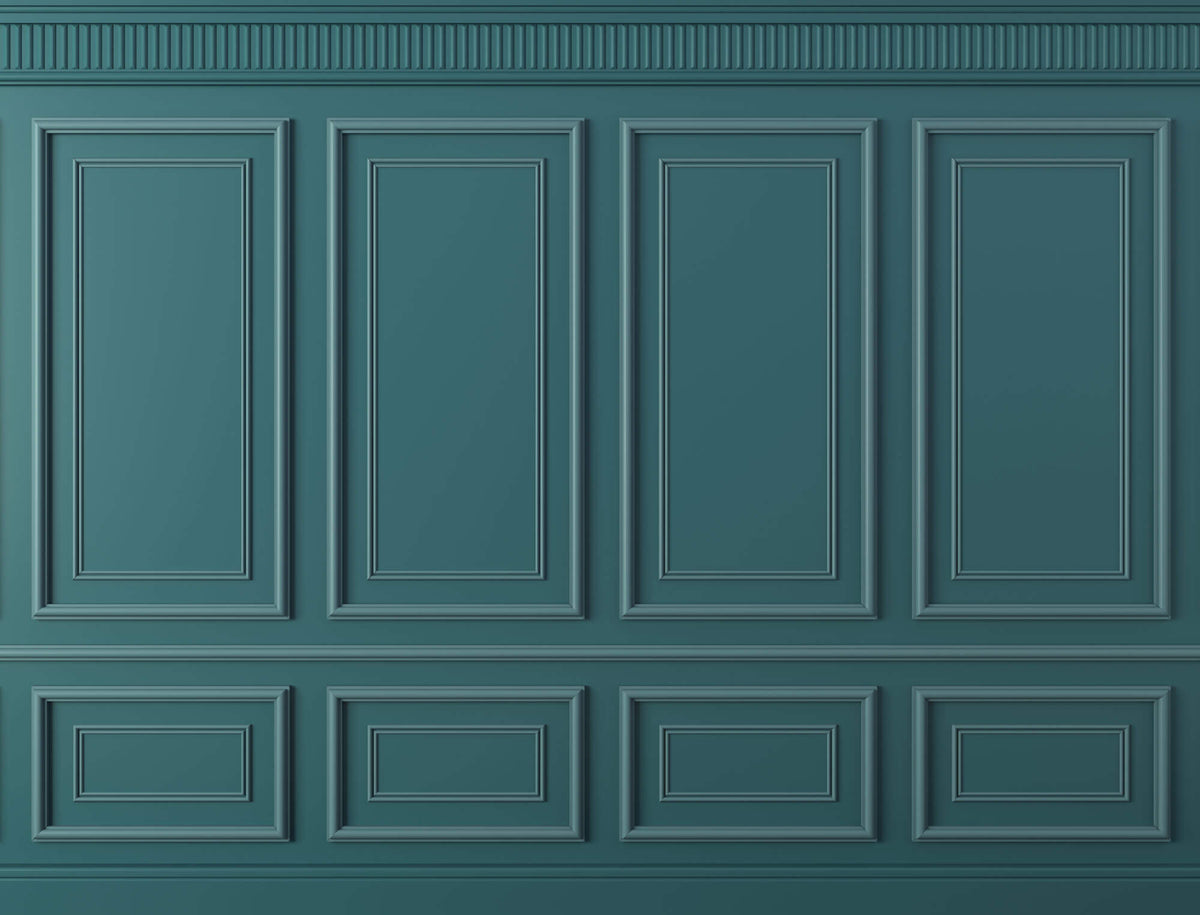 Tapet personalizat Architectural Walls cu panouri decorative in nuante turcoaz - TURQUOISE WAINSCOT