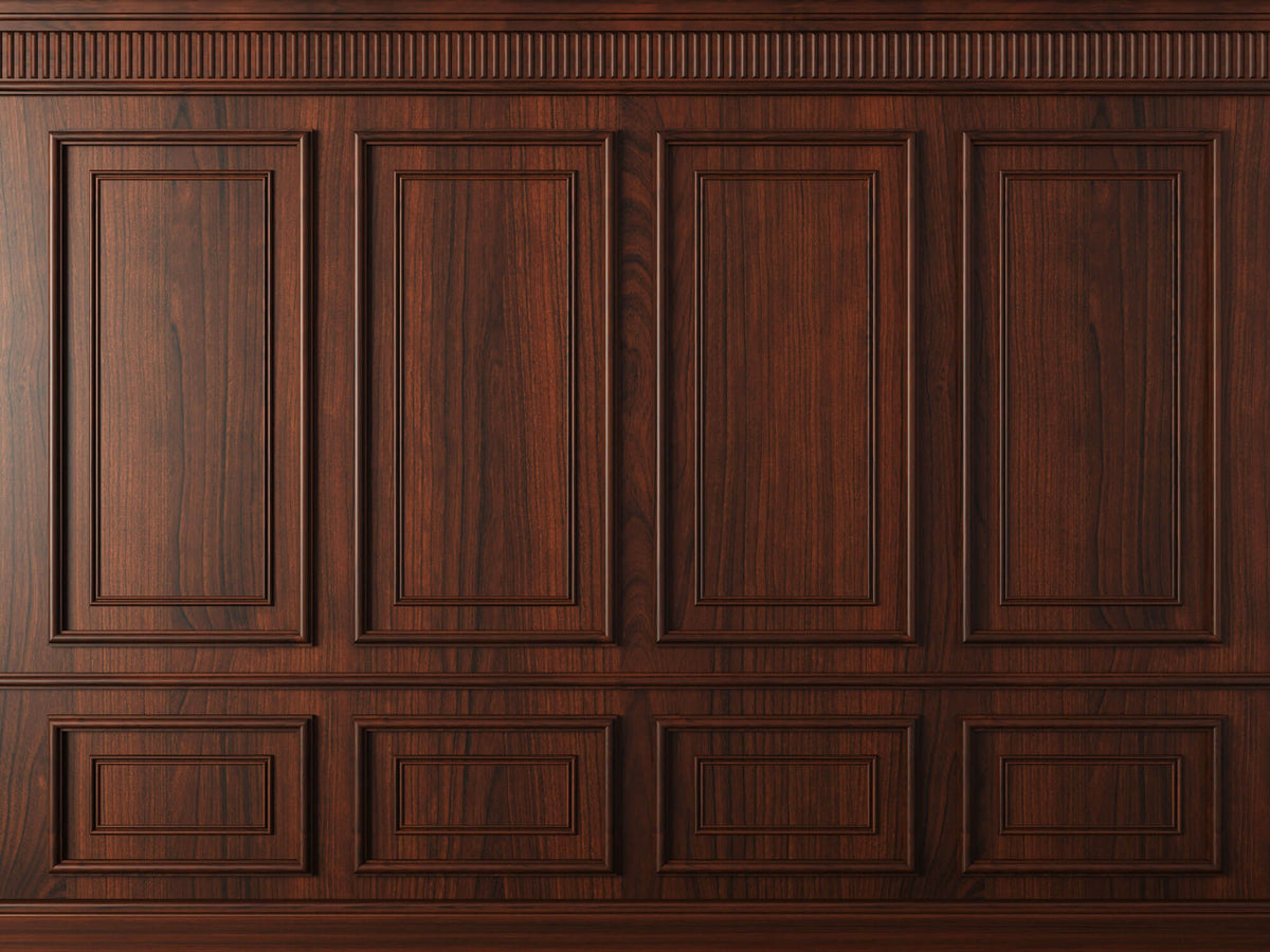 Tapet personalizat Architectural Walls cu panouri decorative din lemn de nuc rosiatic - RED WOOD WAINSCOT
