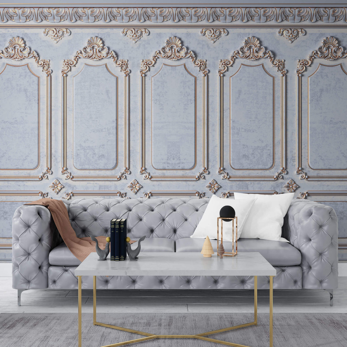 Tapet personalizat Architectural Walls cu rame decorative vintage elegant - CINDERELLA ROYAL