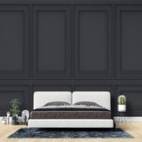 Tapet personalizat Architectural Walls cu panouri decorative din lemn in nuante de negru - DARK GREY WAINSCOT