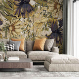 Tapet personalizat retro & vintage cu floarea soarelui in stil retro retro sunflowers
