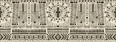 Tapet Personalizat Retro Vintage cu modele aztece si tribale in nuante de crem si negru - AZTEC TRIBAL