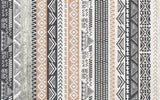 Tapet Personalizat Retro Vintage cu modele tribale si aztece dispuse vertical in nuante de bej si gri - AZTEC STRIPES