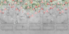 Tapet personalizat victorian cu floarea sarmienta pe un perete gri de inspiratie arhitecturala victoriana sarmienta scandens