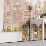 Tapet personalizat cu fatade de cladiri de inspiratie victoriana victorian facade