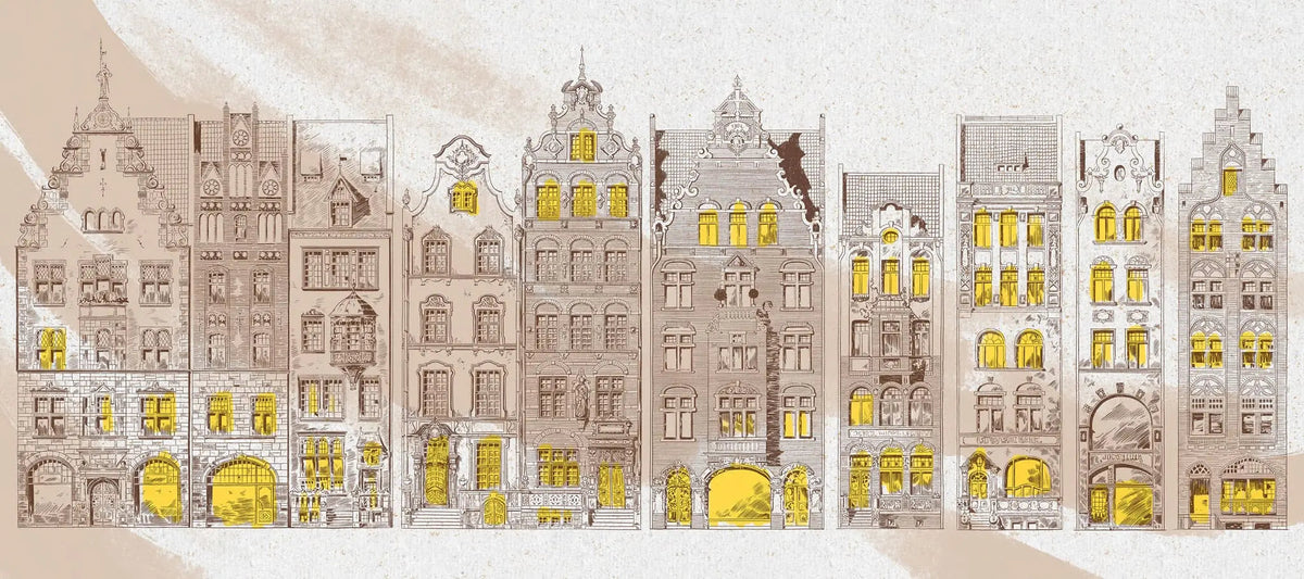 Tapet personalizat cu fatade de cladiri de inspiratie victoriana victorian facade