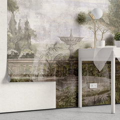 Tapet personalizat victorian cu fantana intr o gradina in stil victorian the fountain
