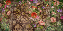 Tapet personalizat victorian design floral vitralii recreeaza arta culori vibrante vitraliilor clasice lumina eleganta artistica floral stained glass