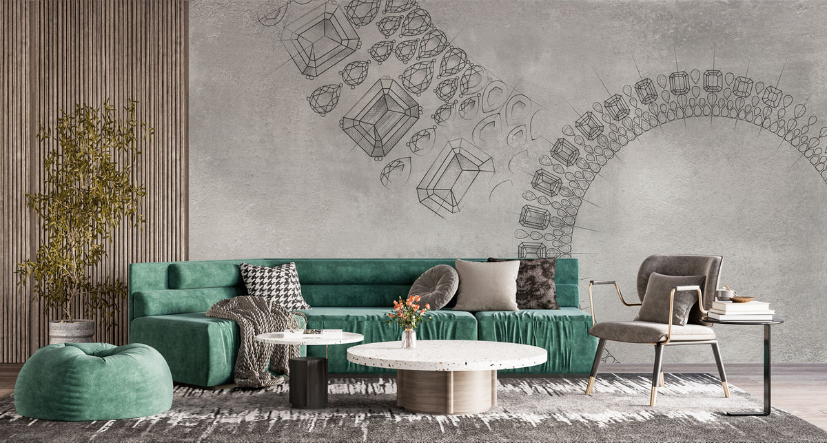 Tapet Personalizat Victorian cu schite cu bijuterii si cristale - ADORNMENT