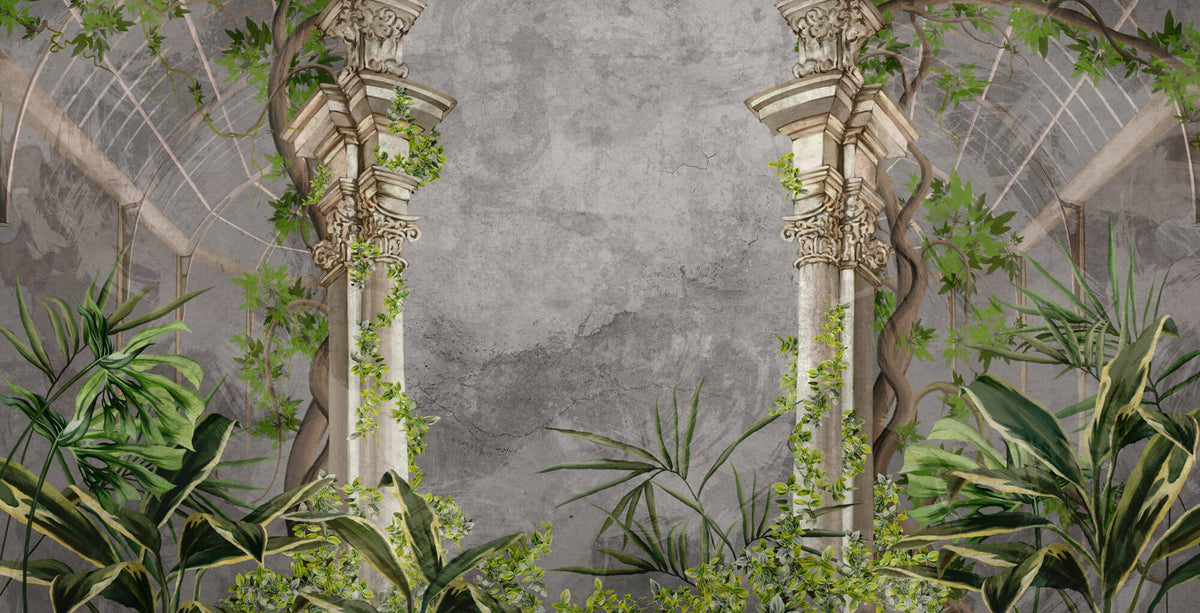 Tapet Personalizat Victorian cu coloane victoriene si jungla tropicala - VICTORIAN JUNGLE COLUMNS