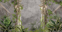 Tapet Personalizat Victorian cu coloane victoriene si jungla tropicala - VICTORIAN JUNGLE COLUMNS