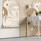 Tapet Personalizat Victorian cu statueta victoriana in stil boho in nuante de bej si maro - VICTORIAN BOHO SCULPTURE III