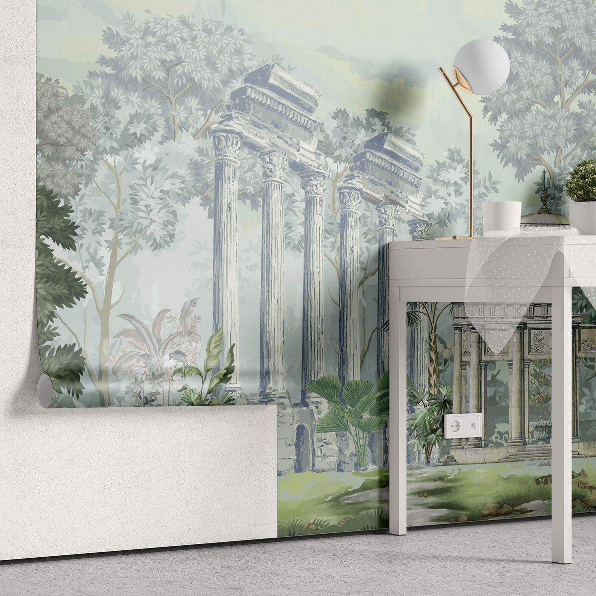 Tapet Personalizat Victorian cu ruine de piatra si vegetatie - VICTORIAN PAVILION