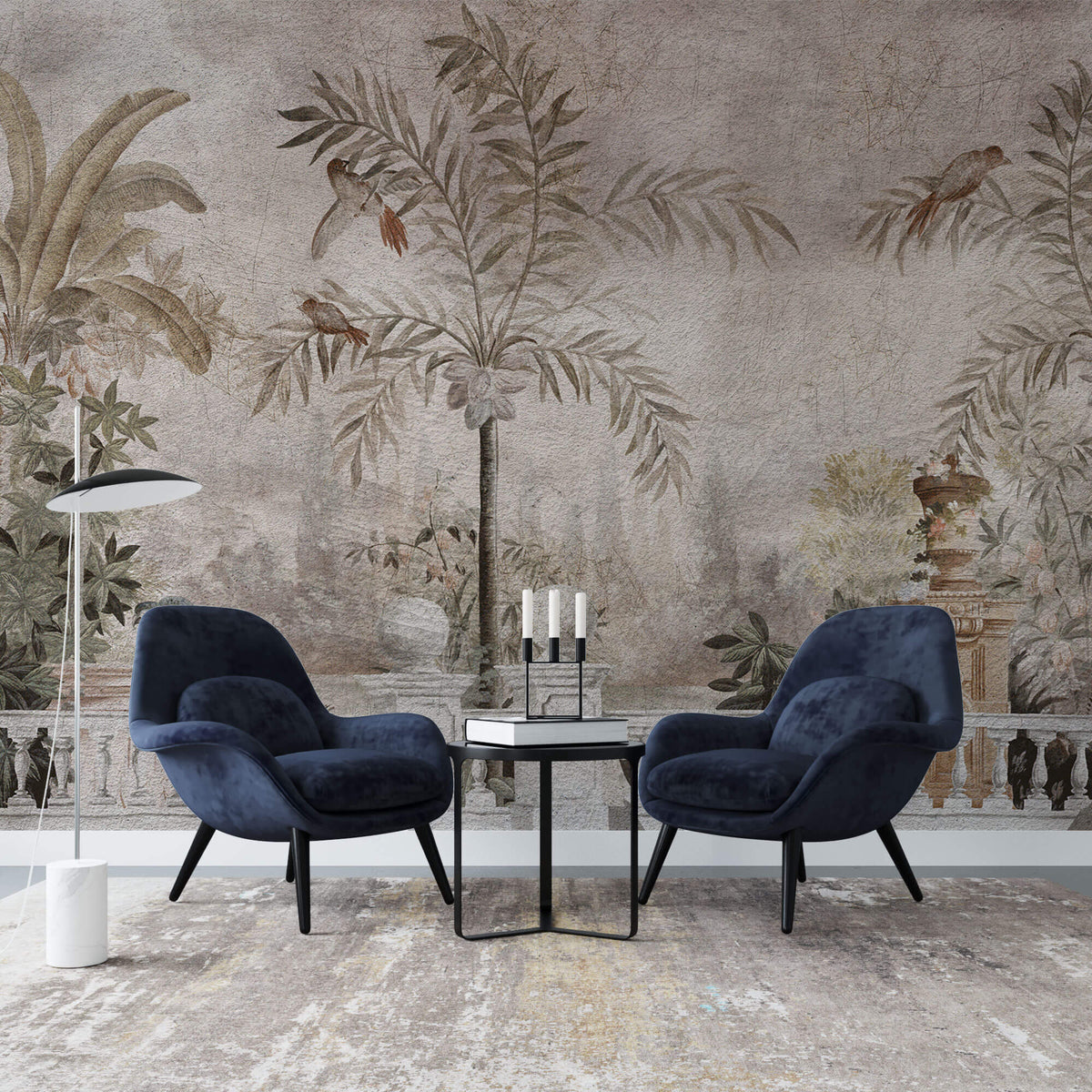 Tapet Personalizat Victorian cu peisaj tropical cu efect de fresca - VICTORIAN TROPICAL FRESCO