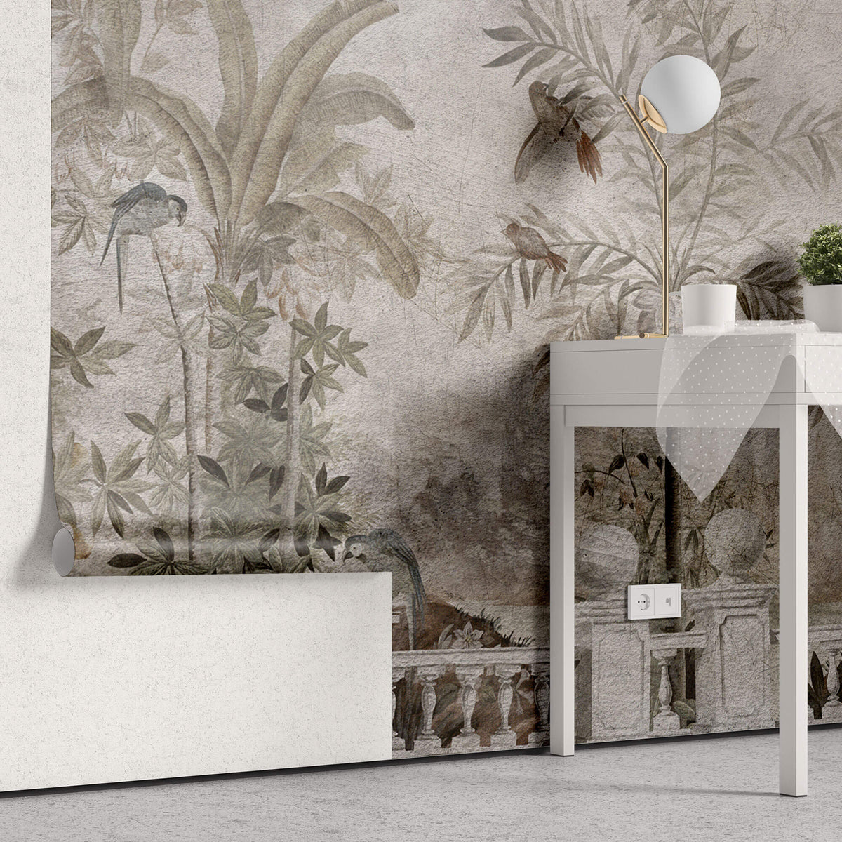 Tapet Personalizat Victorian cu peisaj tropical cu efect de fresca - VICTORIAN TROPICAL FRESCO