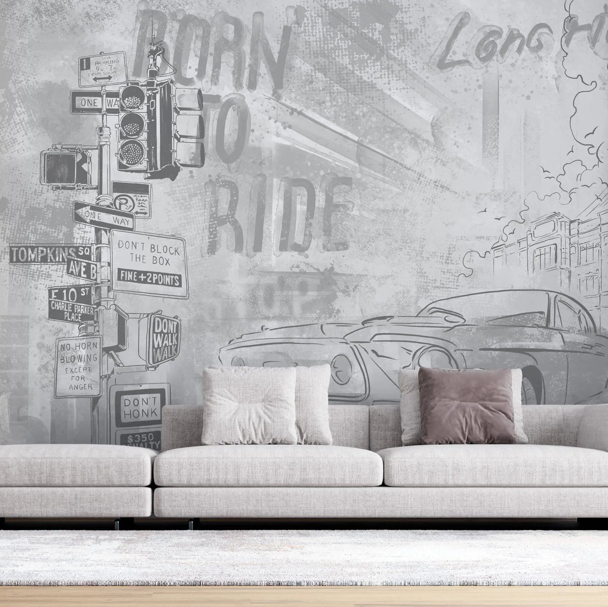 Tapet personalizat indicatoare si masini born to drive