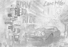 Tapet personalizat indicatoare si masini born to drive