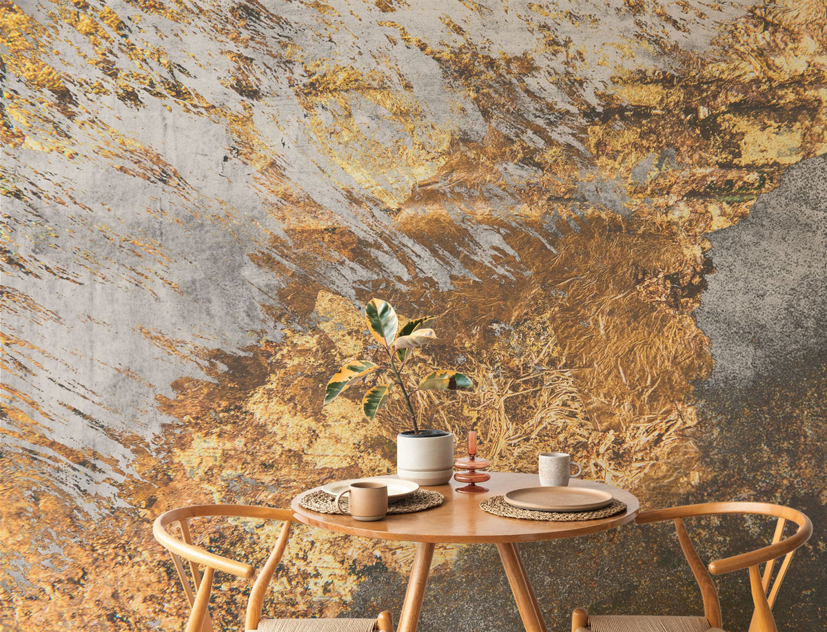 Tapet personalizat marble cu marmura gri cu insertii de foita de aur fire stone