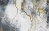Tapet personalizat marble cu model de marmura alba si gri cu insertii aurii white marble