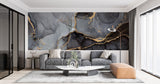 Tapet personalizat marble cu marmura neagra cu accente aurii black gold